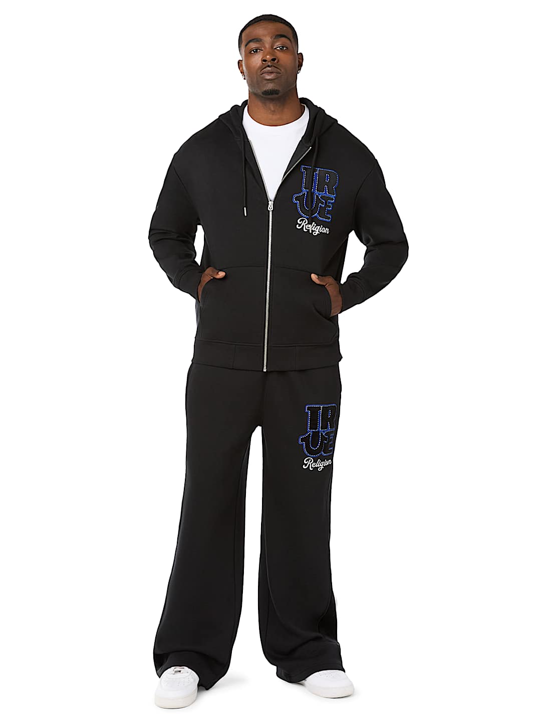True Religion velour logo zip hoodie