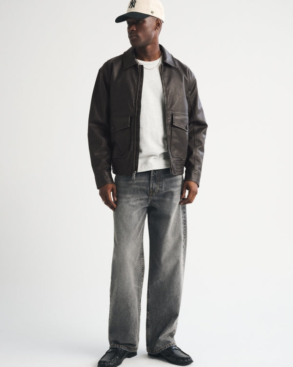 Abercrombie & Fitch Vegan Leather Bomber Jacket