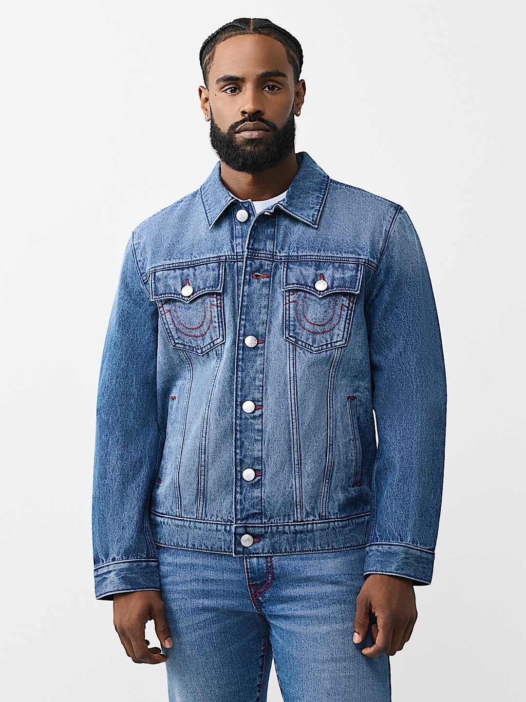 True Religion logo print denim jacket