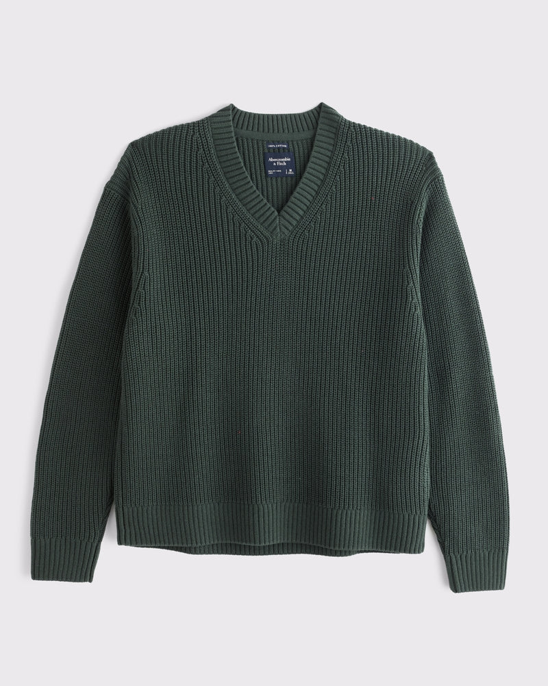 Abercrombie & Fitch 100% Cotton Rib V-Neck Sweater