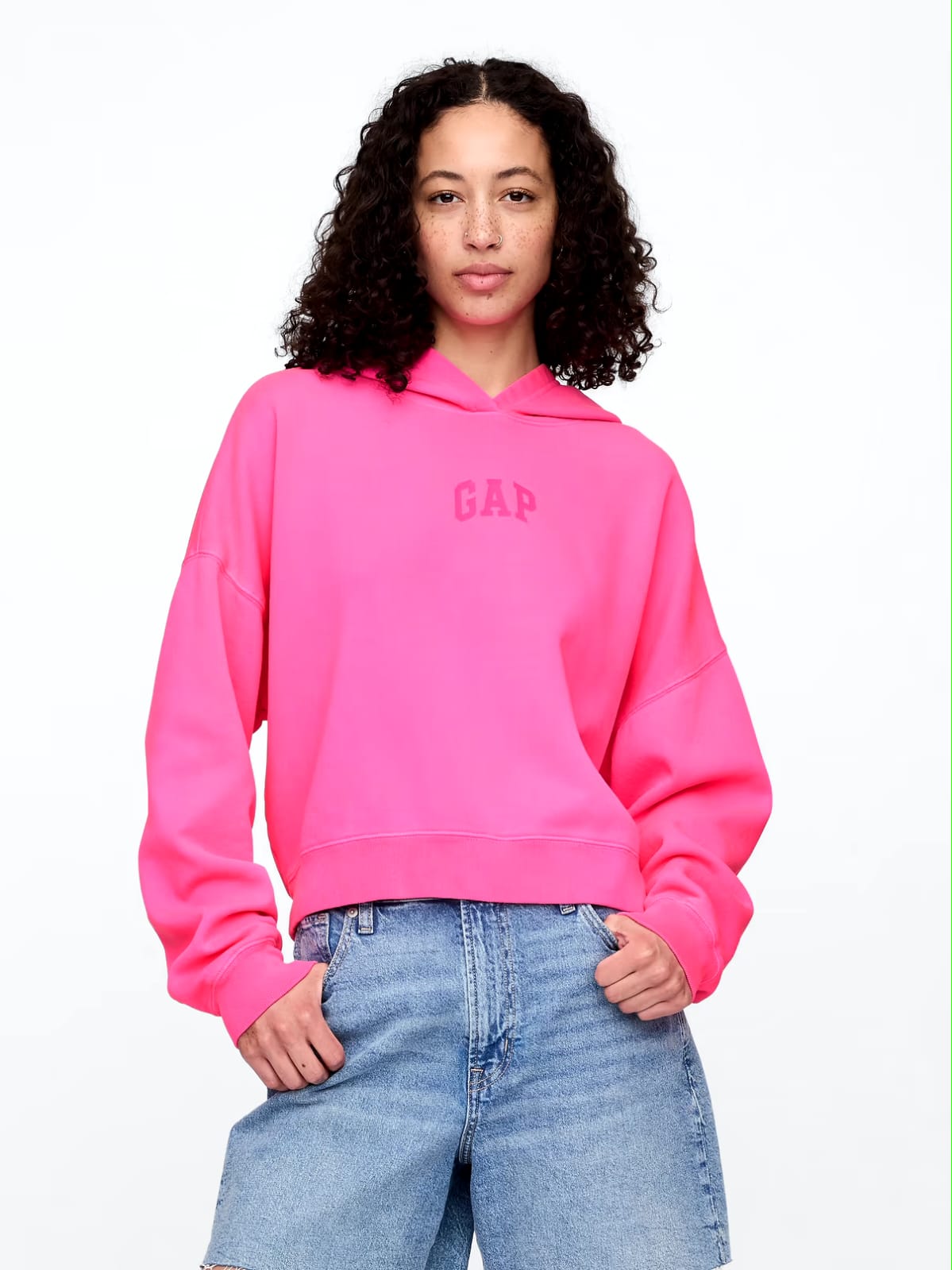 Gap Relaxed Mini-Logo Cropped Hoodie