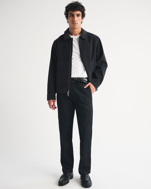 Abercrombie & Fitch Easy Vegan Suede Zip Trucker Jacket