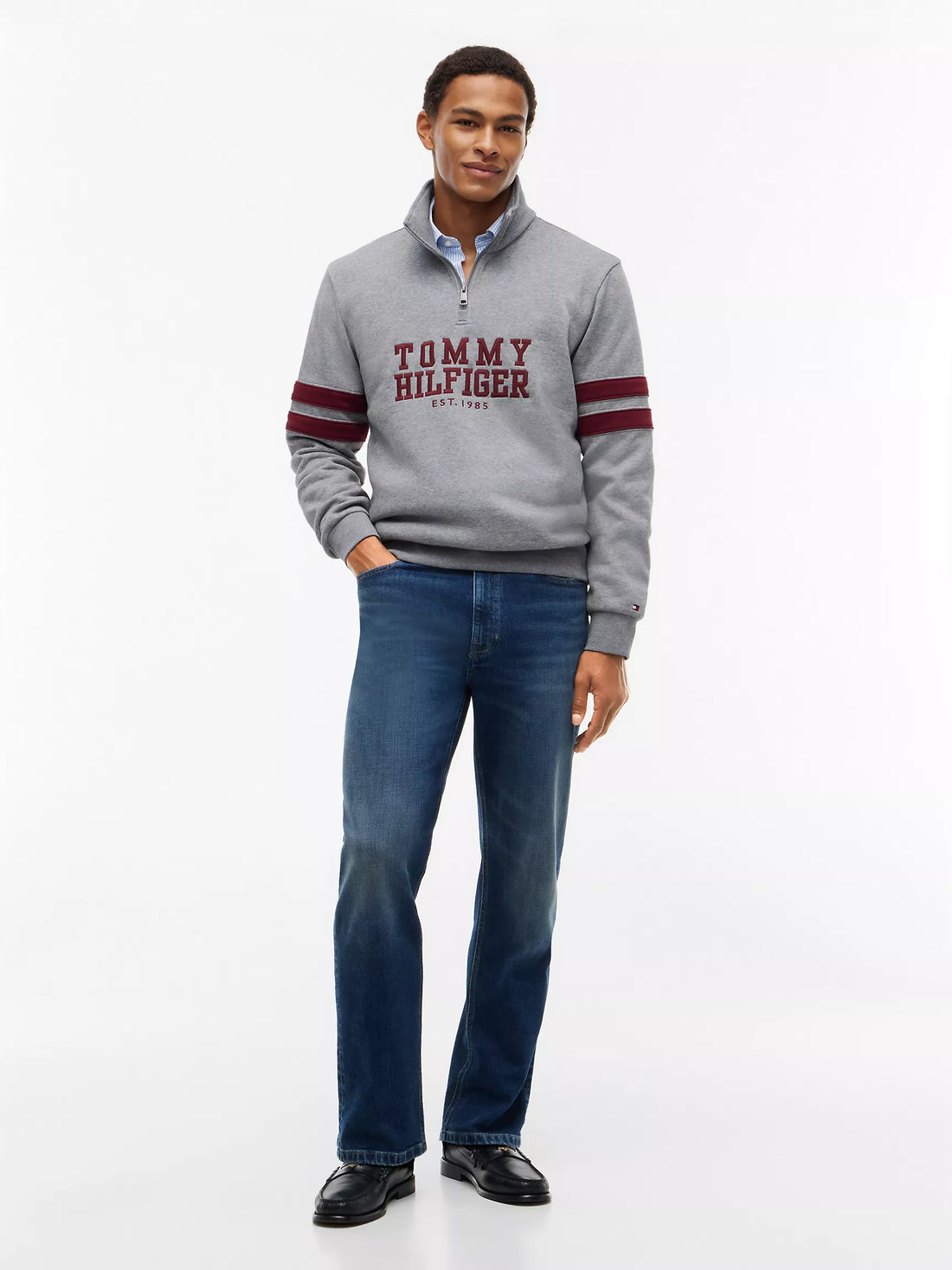 Tommy Hilfiger Varsity Stripe Quarter-Zip Sweatshirt
