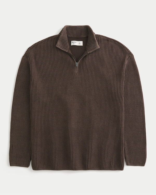 Hollister Boxy Heavyweight Washed Quarter-Zip Sweater