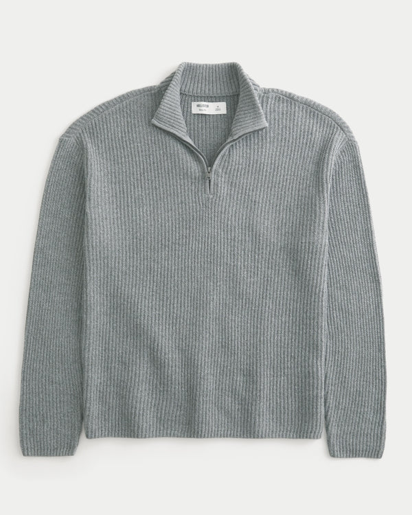 Hollister Boxy Heavyweight Washed Quarter-Zip Sweater