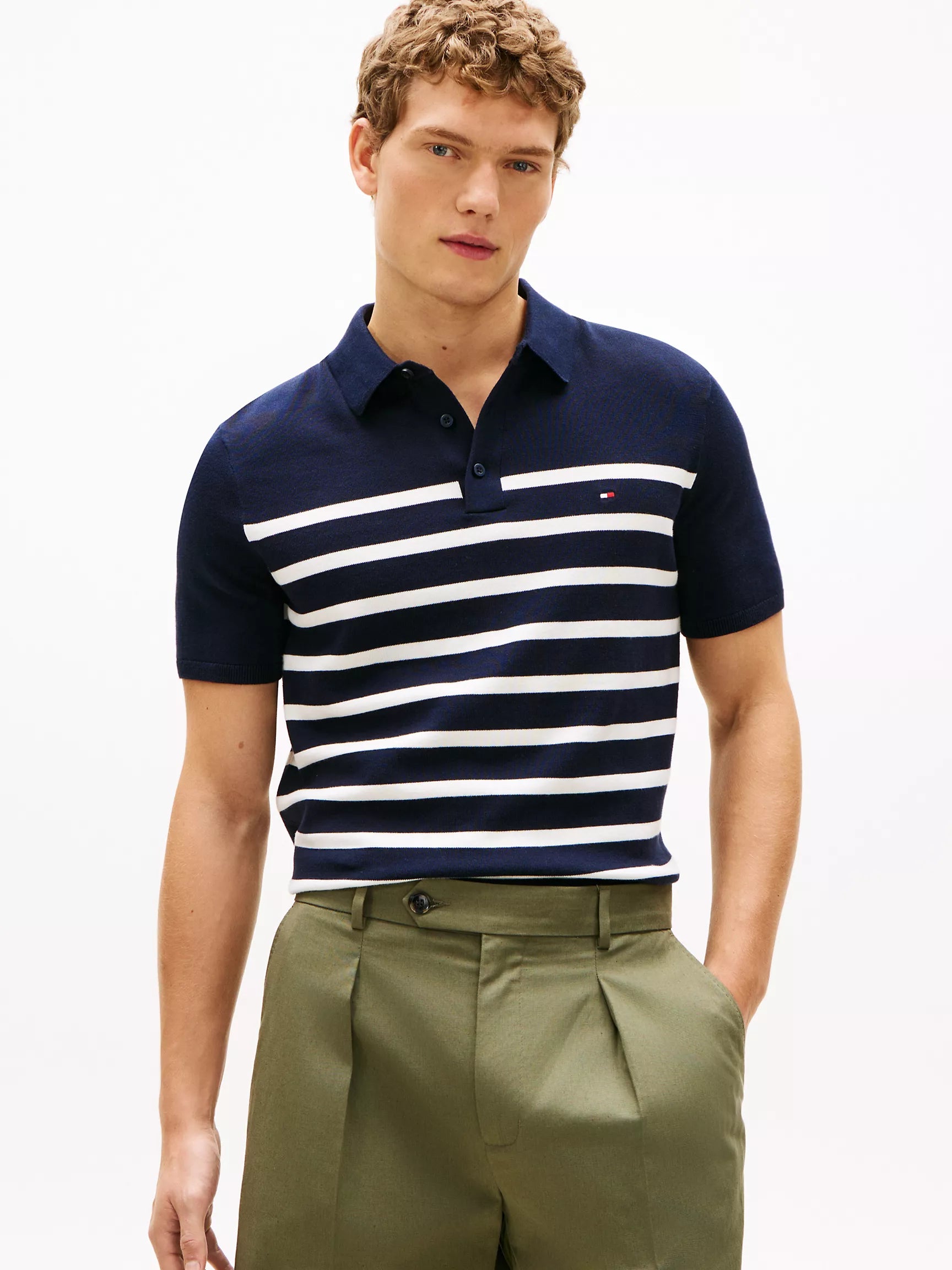 Navy /Ivory Petal Stripe