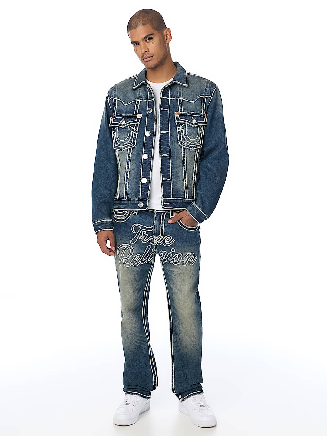 True Religion jimmy rope stitch oversized denim jacket