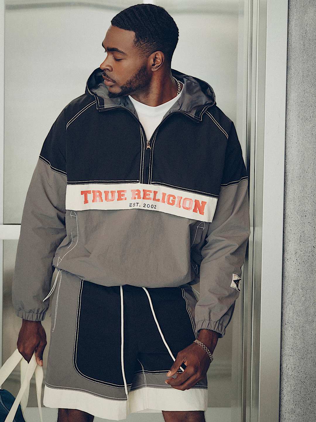 True Religion colorblock big t nylon anorak jacket