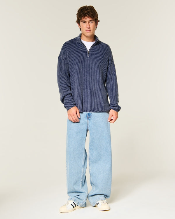 Hollister Boxy Heavyweight Washed Quarter-Zip Sweater