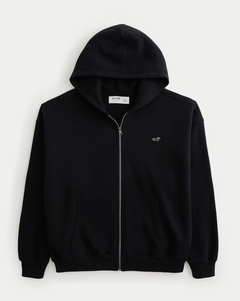 Hollister Boxy Zip-Up Icon Hoodie
