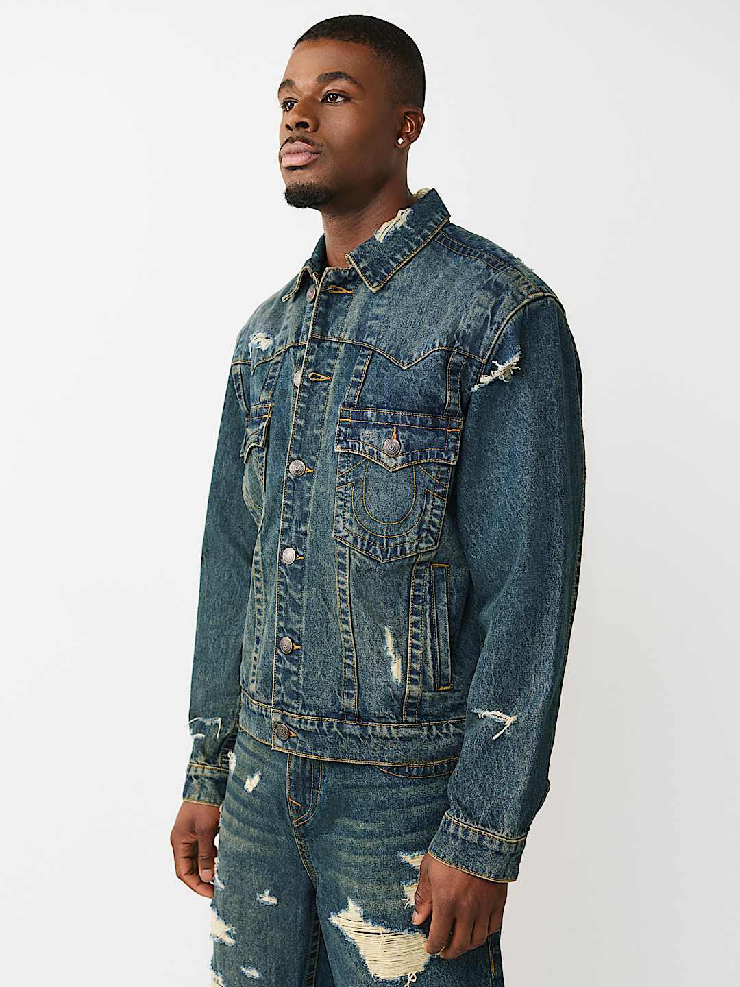 True Religion jimmy destroyed oversized denim jacket