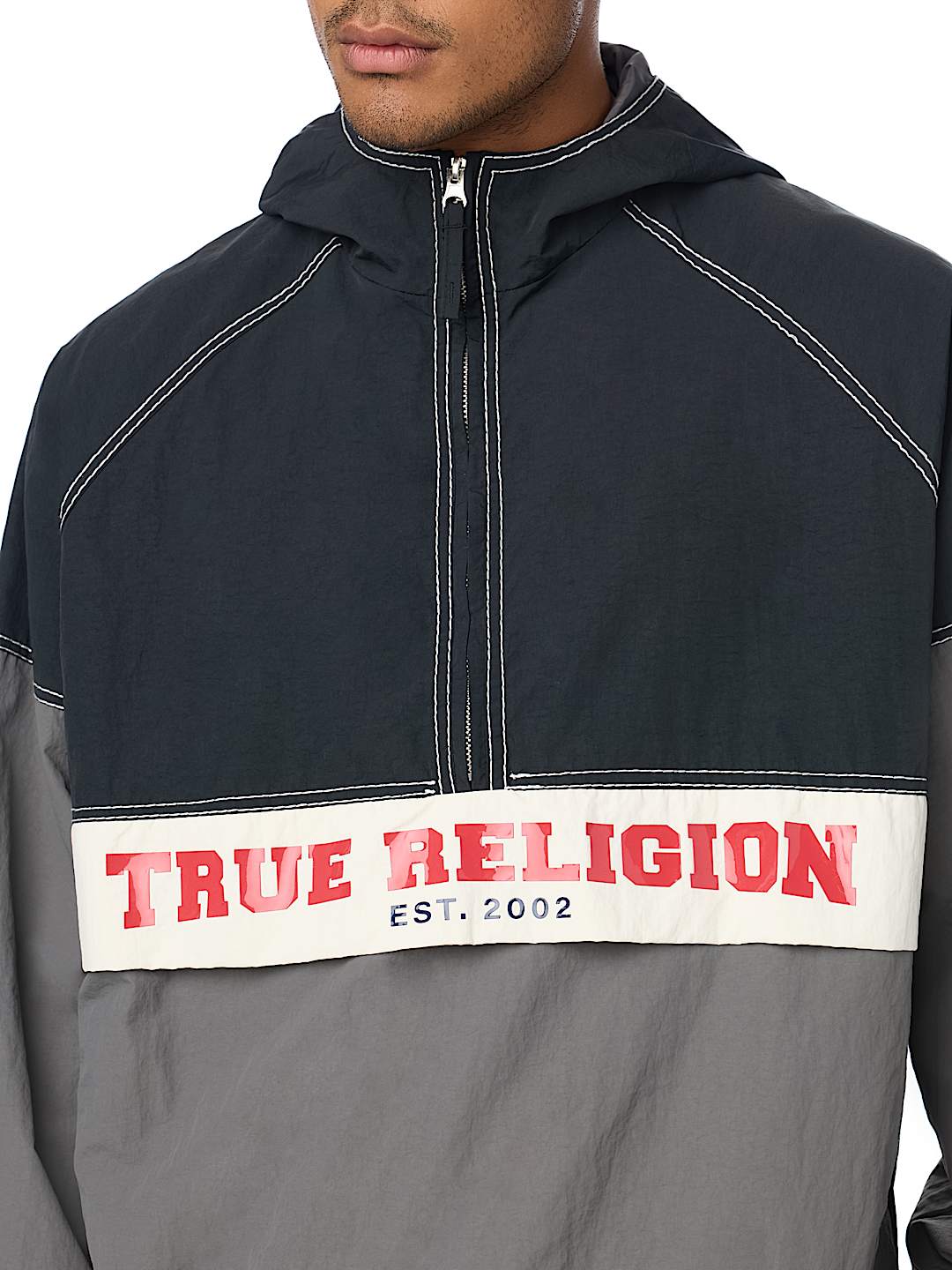 True Religion colorblock big t nylon anorak jacket
