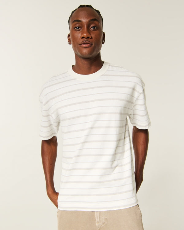 Hollister Boxy Heavyweight Striped Crew T-Shirt