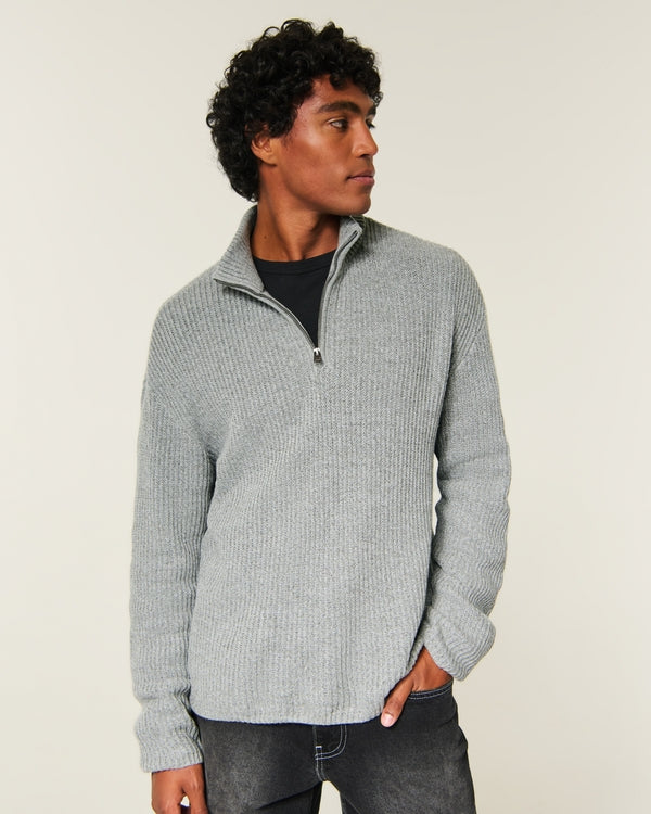 Hollister Boxy Heavyweight Washed Quarter-Zip Sweater