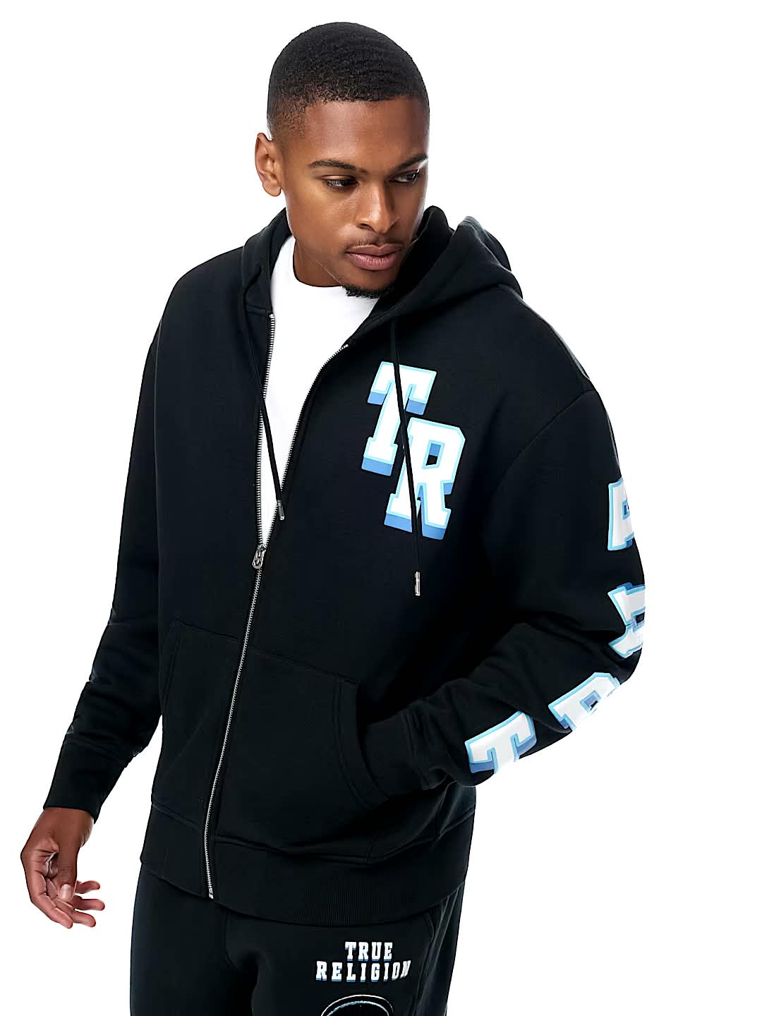 True Religion overt buddha logo zip hoodie