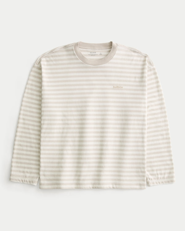 Hollister Boxy Heavyweight Long-Sleeve Crew T-Shirt