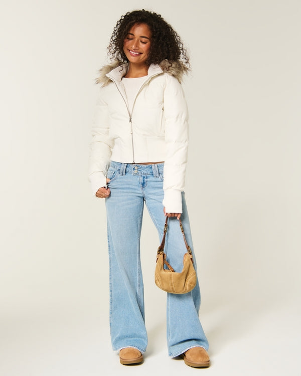 Hollister Peyton Faux Fur Trim Puffer Jacket